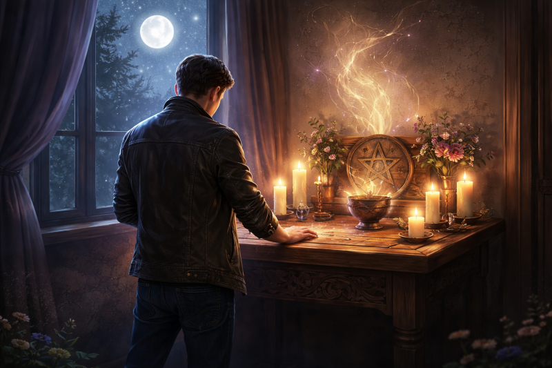 At the Altar in Leather and Jeans